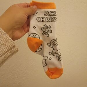 Source Unknown Orange and White Christmas Socks